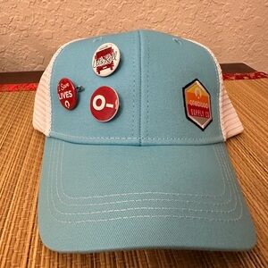 One Blood Supply Co. Customizable Button Trucker Cap Hat Blue White